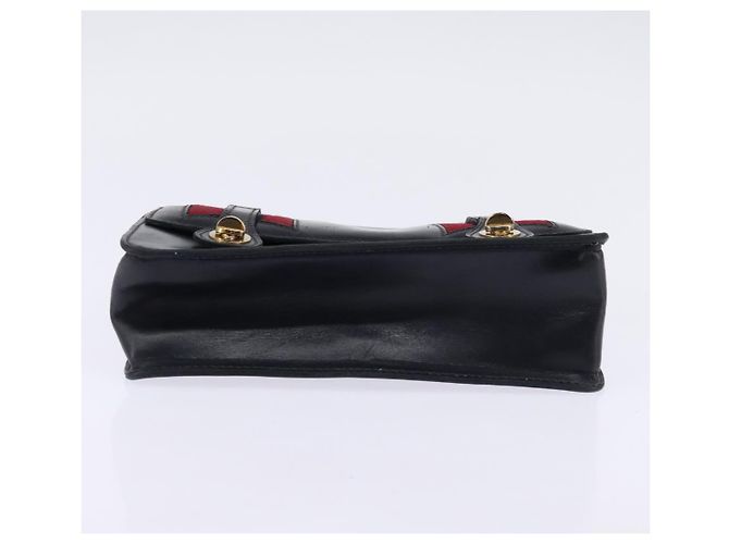 Borsa a mano in pelle GUCCI Bamboo Sherry Line blu navy rosso oro Auth SW1701 D'oro - vista 5