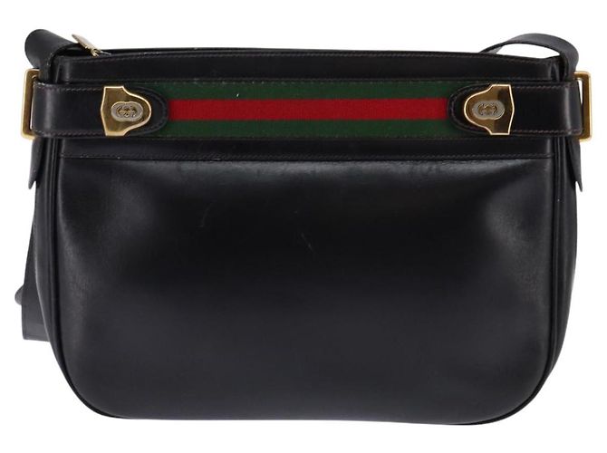 Bolso de cuero Gucci Web Sherry Line Negro Dorado Rojo 001 406 0552 Auth 147492 Roja - vista 13