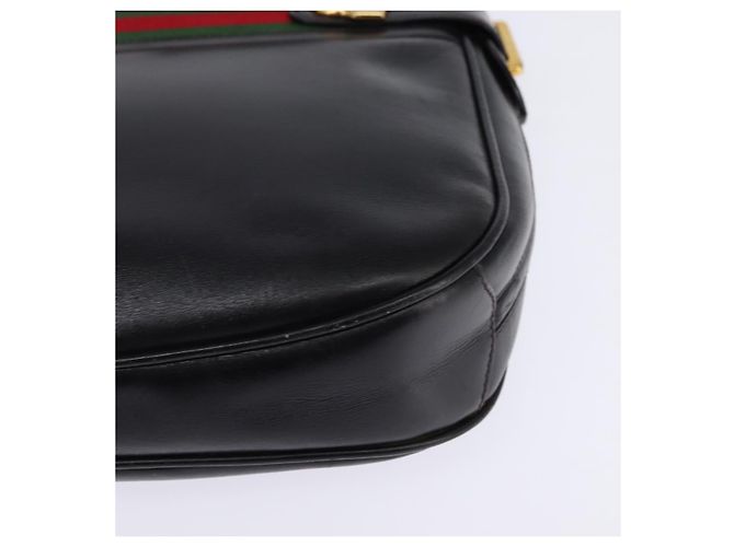 Bolso de cuero Gucci Web Sherry Line Negro Dorado Rojo 001 406 0552 Auth 147492 Roja - vista 15