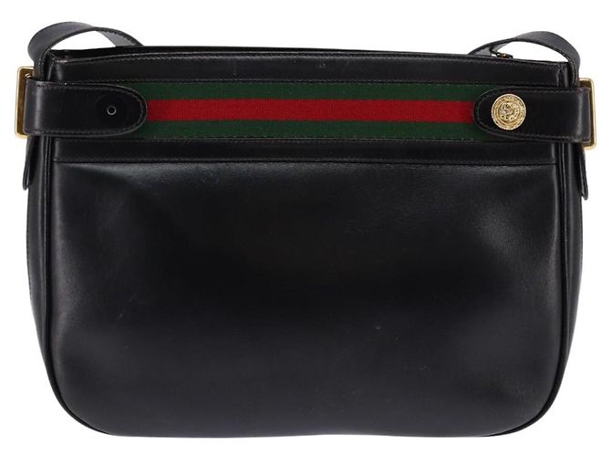 Bolso de cuero Gucci Web Sherry Line Negro Dorado Rojo 001 406 0552 Auth 147492 Roja - vista 2