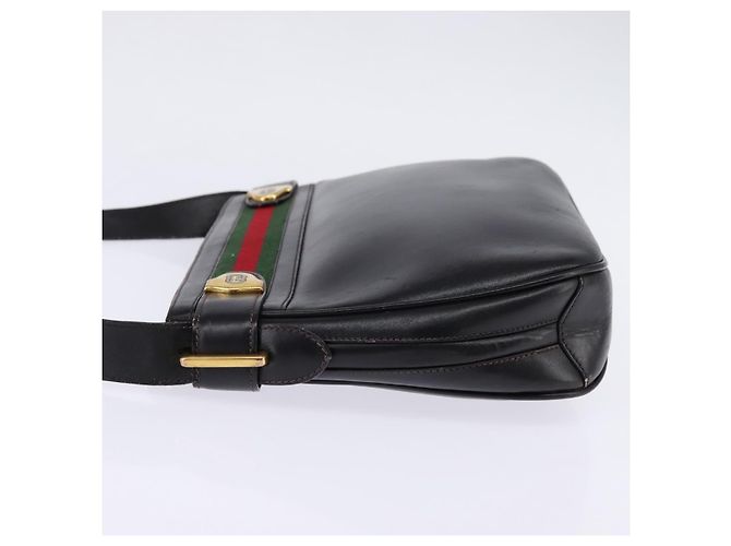 Bolso de cuero Gucci Web Sherry Line Negro Dorado Rojo 001 406 0552 Auth 147492 Roja - vista 4