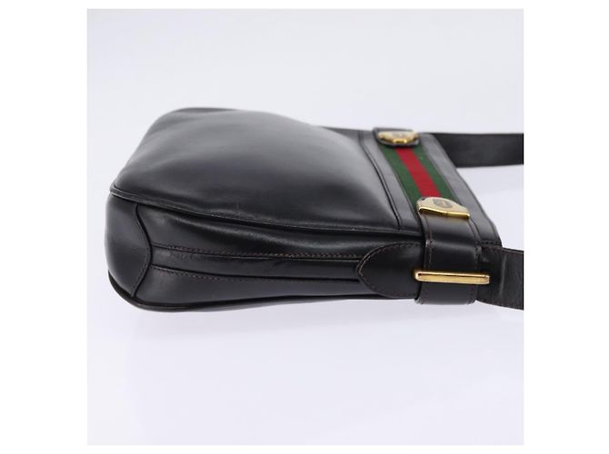Bolso de cuero Gucci Web Sherry Line Negro Dorado Rojo 001 406 0552 Auth 147492 Roja - vista 5