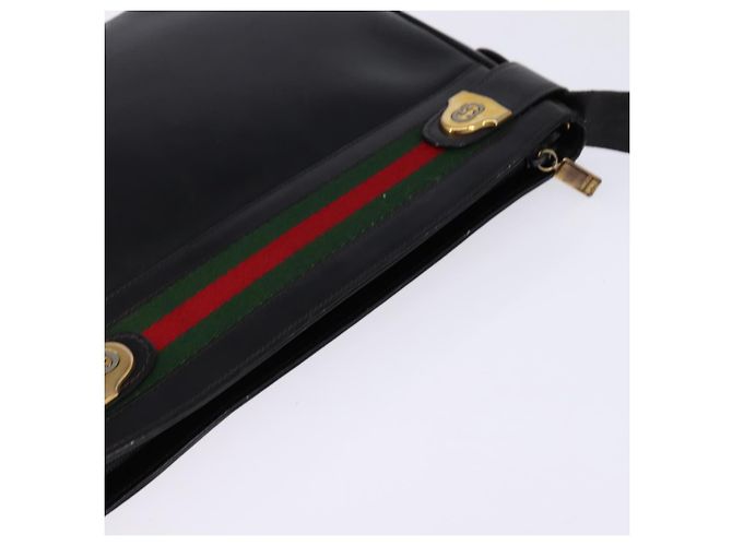 Bolso de cuero Gucci Web Sherry Line Negro Dorado Rojo 001 406 0552 Auth 147492 Roja - vista 7