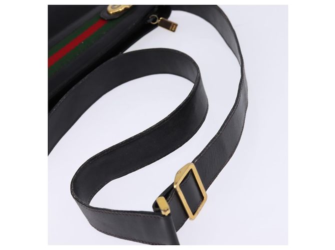 Bolso de cuero Gucci Web Sherry Line Negro Dorado Rojo 001 406 0552 Auth 147492 Roja - vista 8
