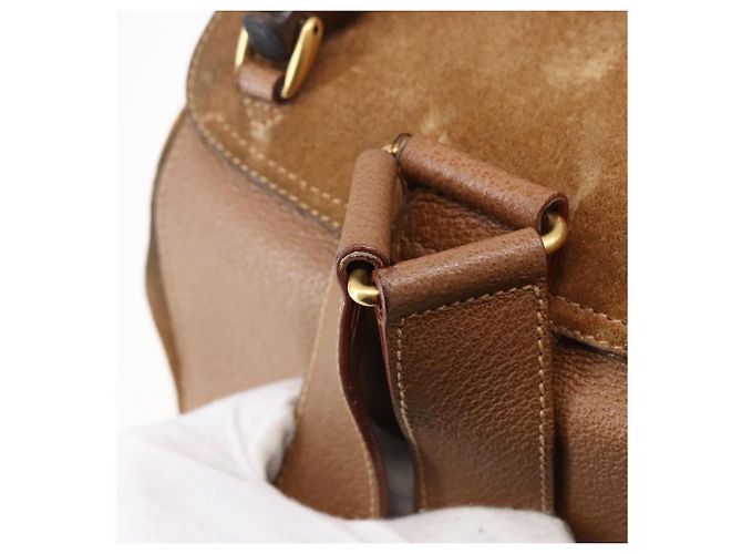 GUCCI Bamboo Backpack Suede Brown Gold 003 2058 0016 Auth 148819 Golden - view 18