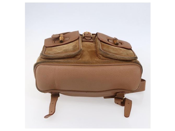 GUCCI Bamboo Backpack Suede Brown Gold 003 2058 0016 Auth 148819 Golden - view 5