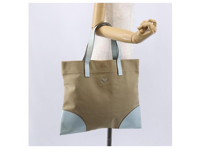 PRADA Handtasche aus Canvas Beige Silber Authentisch 146982 - Ansicht 22