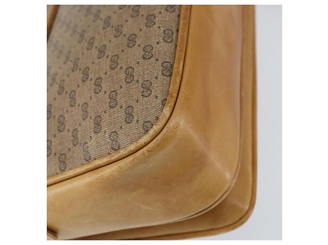 Gucci Borsa a spalla Micro GG Supreme in PVC Beige Oro Auth 149983 D'oro - vista 19