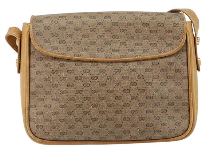 Gucci Borsa a spalla Micro GG Supreme in PVC Beige Oro Auth 149983 D'oro - vista 2