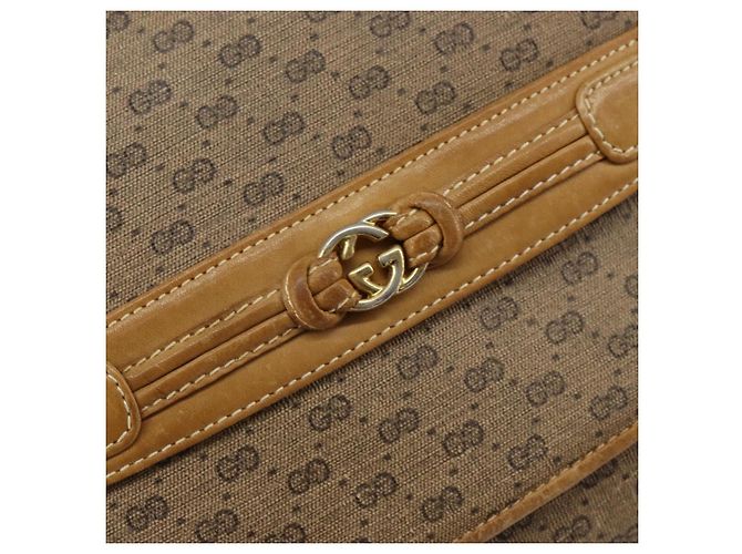 Gucci Borsa a spalla Micro GG Supreme in PVC Beige Oro Auth 149983 D'oro - vista 20