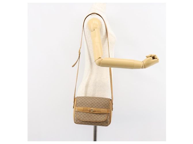 Gucci Borsa a spalla Micro GG Supreme in PVC Beige Oro Auth 149983 D'oro - vista 27