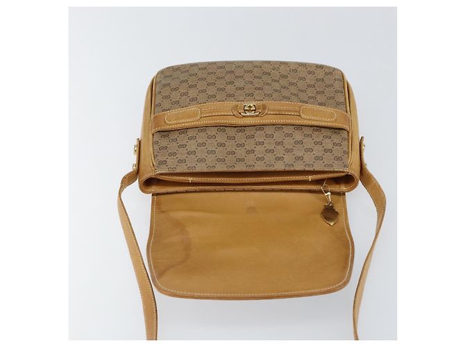Gucci Borsa a spalla Micro GG Supreme in PVC Beige Oro Auth 149983 D'oro - vista 9