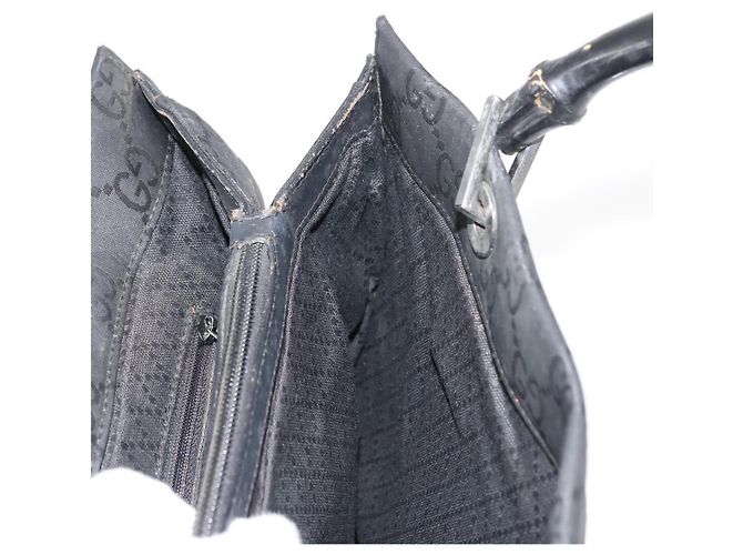Borsa a mano in tela GG Bamboo di GUCCI Nero Argento 002 1010 3754 Auth BA7280 - vista 21