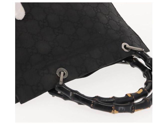 Borsa a mano in tela GG Bamboo di GUCCI Nero Argento 002 1010 3754 Auth BA7280 - vista 6