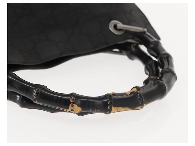Borsa a mano in tela GG Bamboo di GUCCI Nero Argento 002 1010 3754 Auth BA7280 - vista 7