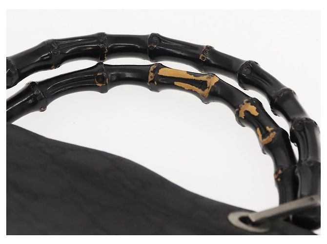 Borsa a mano in tela GG Bamboo di GUCCI Nero Argento 002 1010 3754 Auth BA7280 - vista 8