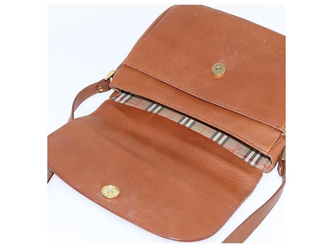 Autre Marque Borsa a spalla in pelle marrone con motivo Nova Check di Burberrys, oro, Auth bs30445 D'oro - vista 10