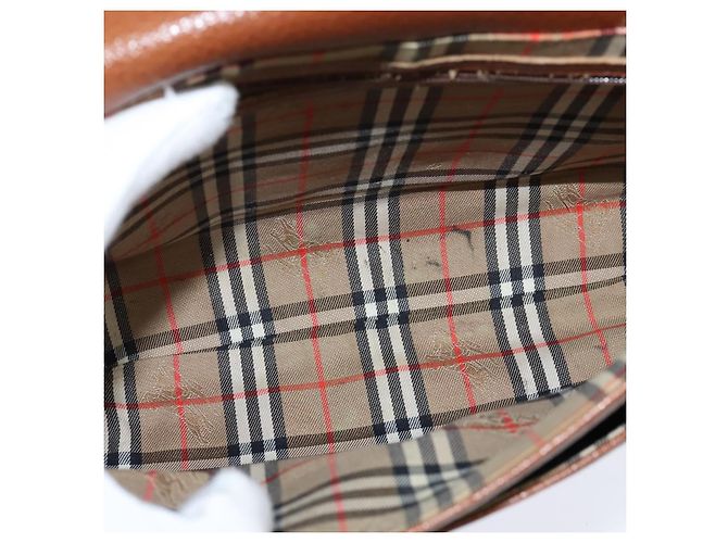 Autre Marque Borsa a spalla in pelle marrone con motivo Nova Check di Burberrys, oro, Auth bs30445 D'oro - vista 11