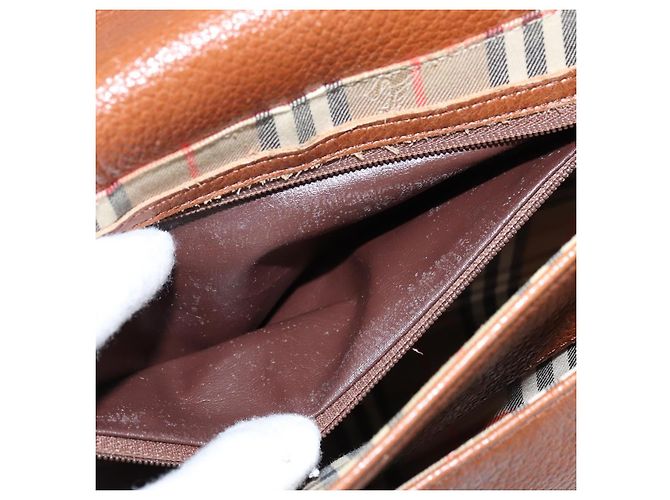 Autre Marque Borsa a spalla in pelle marrone con motivo Nova Check di Burberrys, oro, Auth bs30445 D'oro - vista 12