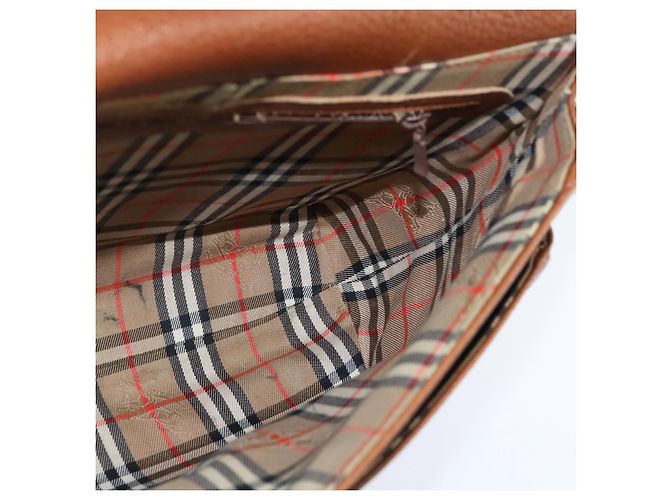 Autre Marque Borsa a spalla in pelle marrone con motivo Nova Check di Burberrys, oro, Auth bs30445 D'oro - vista 18