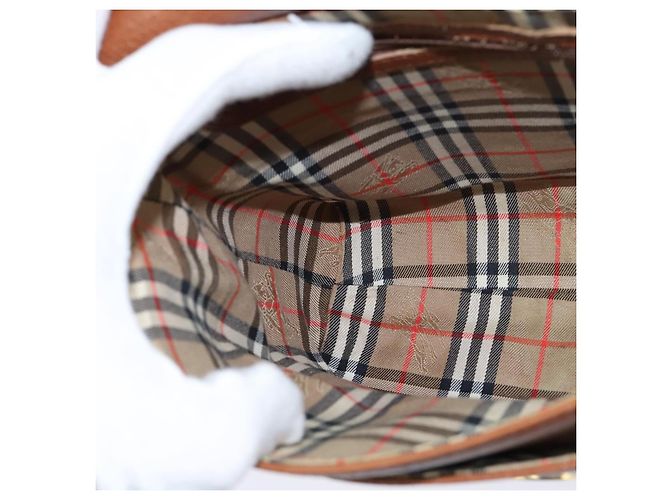 Autre Marque Borsa a spalla in pelle marrone con motivo Nova Check di Burberrys, oro, Auth bs30445 D'oro - vista 19