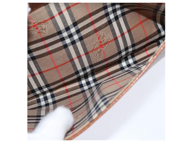 Autre Marque Borsa a spalla in pelle marrone con motivo Nova Check di Burberrys, oro, Auth bs30445 D'oro - vista 20