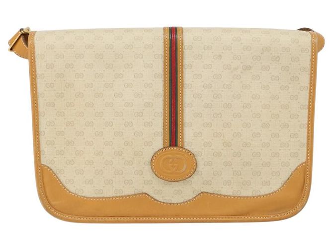 Borsa Sherry Line in PVC Beige Micro GG Supreme Web di GUCCI 001 104 0551 Auth BA7241 D'oro - vista 13