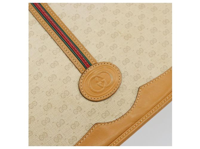 Borsa Sherry Line in PVC Beige Micro GG Supreme Web di GUCCI 001 104 0551 Auth BA7241 D'oro - vista 17