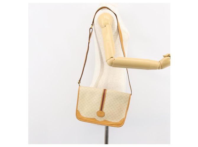 Borsa Sherry Line in PVC Beige Micro GG Supreme Web di GUCCI 001 104 0551 Auth BA7241 D'oro - vista 22
