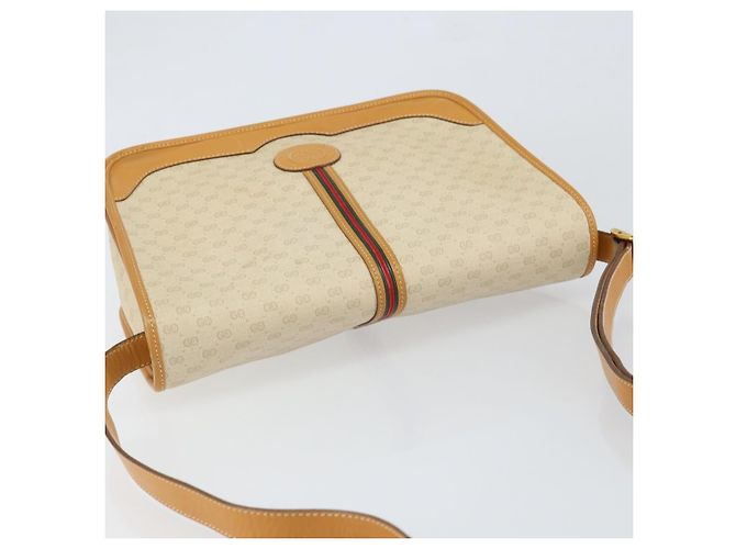Borsa Sherry Line in PVC Beige Micro GG Supreme Web di GUCCI 001 104 0551 Auth BA7241 D'oro - vista 6