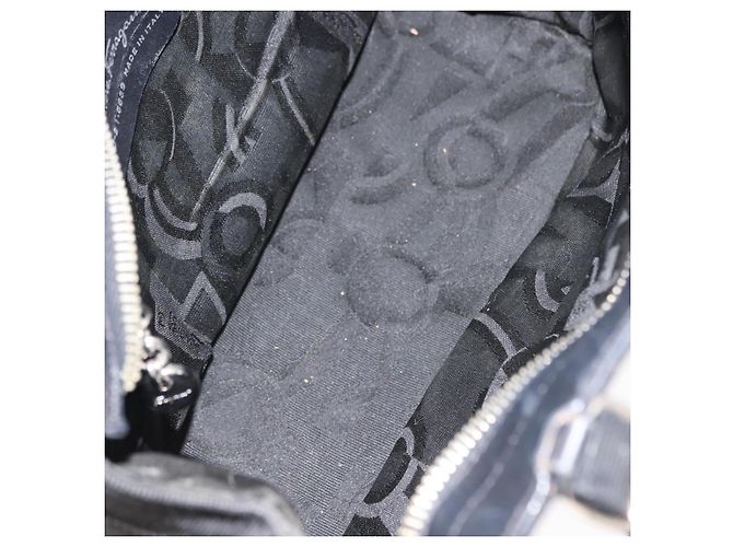 Sac à main Vala en toile noire et argent de Salvatore Ferragamo Auth BA7330 Argenté - vue 11