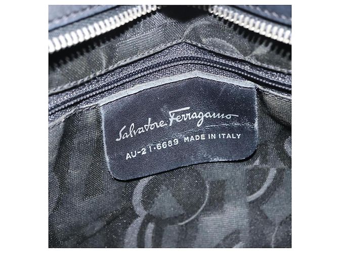 Sac à main Vala en toile noire et argent de Salvatore Ferragamo Auth BA7330 Argenté - vue 12