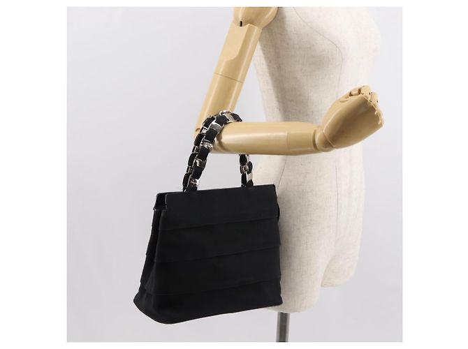 Sac à main Vala en toile noire et argent de Salvatore Ferragamo Auth BA7330 Argenté - vue 22