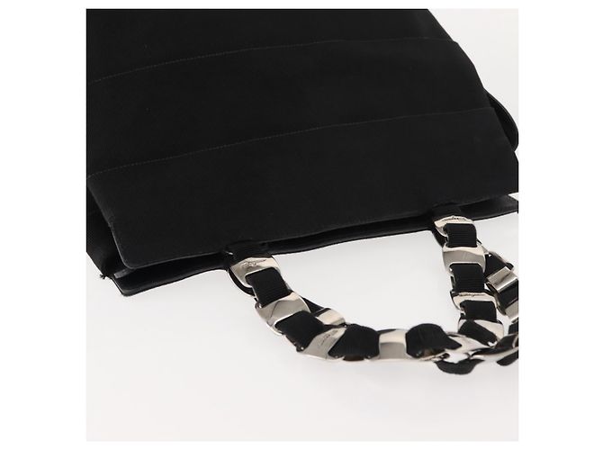 Sac à main Vala en toile noire et argent de Salvatore Ferragamo Auth BA7330 Argenté - vue 6