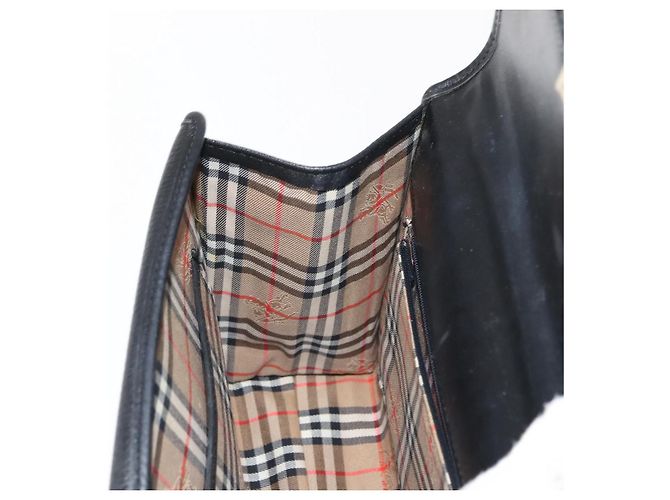 Autre Marque Borsa a mano Burberry in pelle nera e oro Auth bs30344 Nero D'oro - vista 18