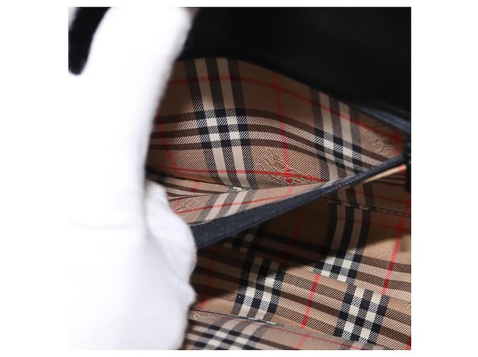 Autre Marque Borsa a mano Burberry in pelle nera e oro Auth bs30344 Nero D'oro - vista 20