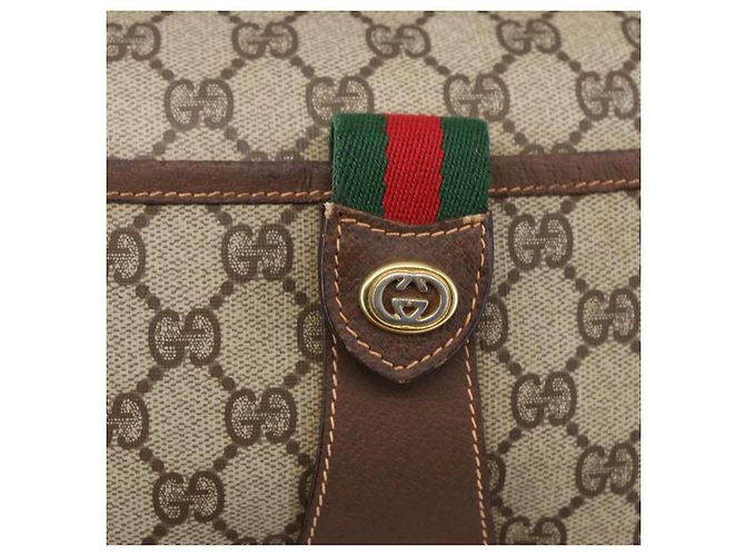 Borsa Gucci GG Supreme Web Sherry Line PVC Beige Oro 89 02 032 Auth ki6150 D'oro - vista 14