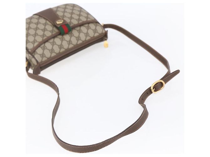 Borsa Gucci GG Supreme Web Sherry Line PVC Beige Oro 89 02 032 Auth ki6150 D'oro - vista 7
