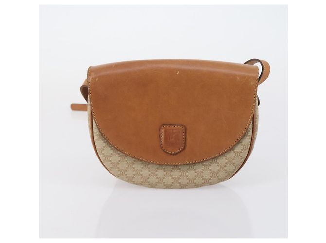 Céline Borsa a Spalla in Tela Macadam CELINE PVC 3 Pezzi Beige Marrone Auth 148968 - vista 16