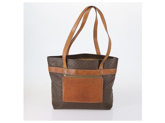 Céline Borsa a Spalla in Tela Macadam CELINE PVC 3 Pezzi Beige Marrone Auth 148968 - vista 2