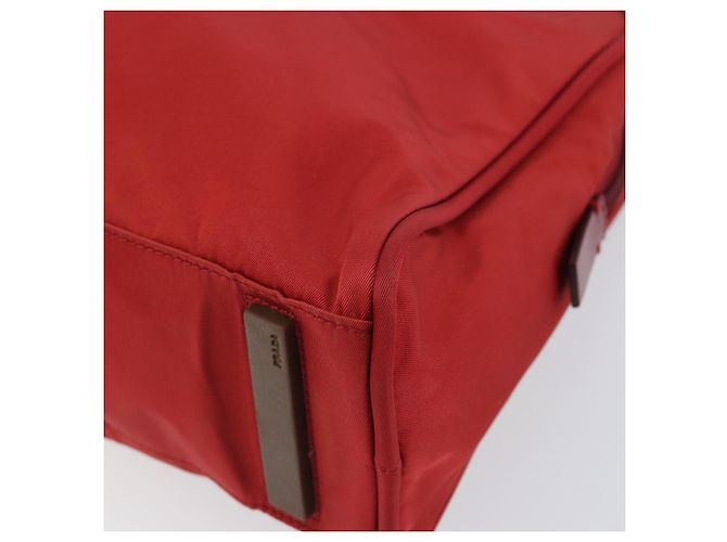 PRADA Sac à main en nylon rouge argent Auth ep11558 Argenté - vue 10