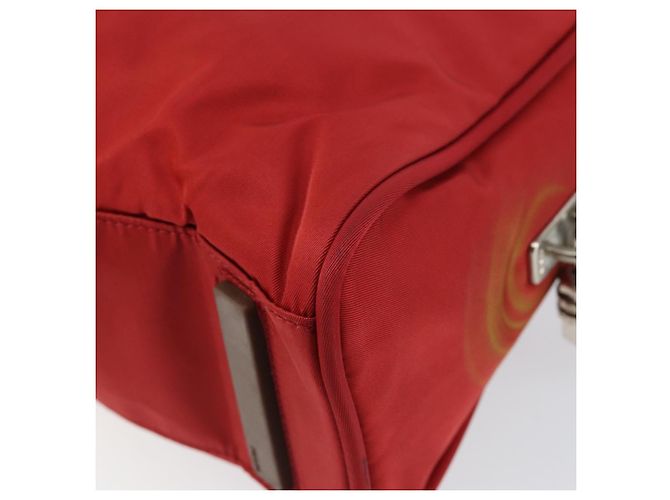 PRADA Sac à main en nylon rouge argent Auth ep11558 Argenté - vue 12