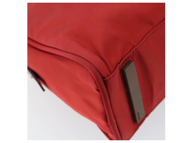 PRADA Sac à main en nylon rouge argent Auth ep11558 Argenté - vue 13
