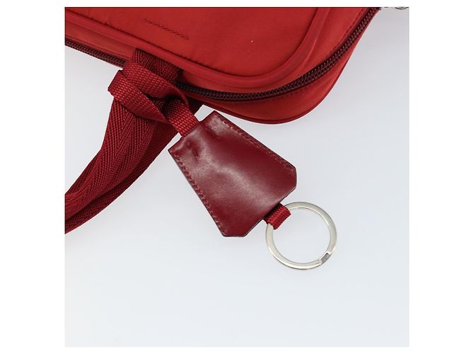 PRADA Sac à main en nylon rouge argent Auth ep11558 Argenté - vue 16