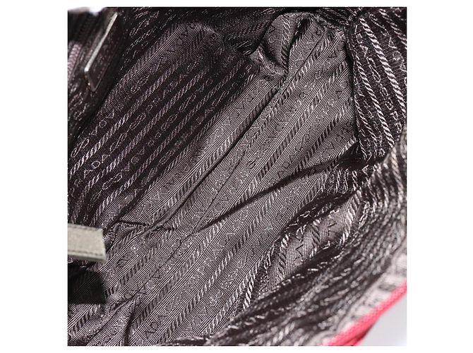PRADA Sac à main en nylon rouge argent Auth ep11558 Argenté - vue 18