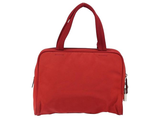 PRADA Sac à main en nylon rouge argent Auth ep11558 Argenté - vue 3