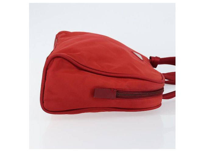PRADA Sac à main en nylon rouge argent Auth ep11558 Argenté - vue 4