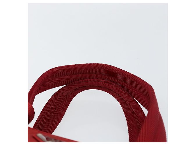 PRADA Sac à main en nylon rouge argent Auth ep11558 Argenté - vue 8