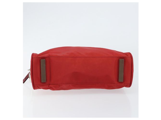 PRADA Sac à main en nylon rouge argent Auth ep11558 Argenté - vue 9