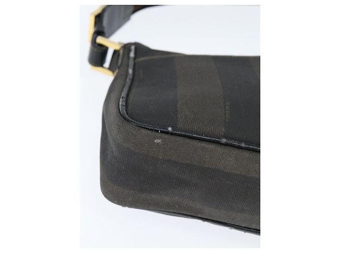 Pequin Borsa a Spalla in Tela Pecan FENDI PVC Nero Marrone Auth 150756 - vista 10